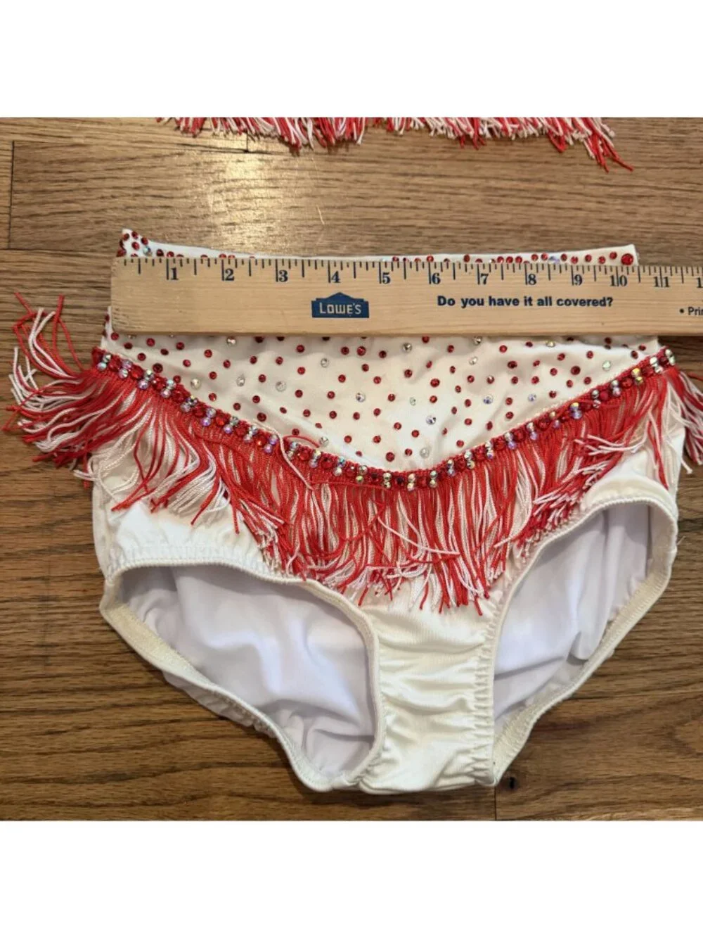 Kelle Large Child Red White Competition Dance Costume Fringe Tap Jazz Custom